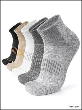 Merino Wool Quarter Socks for Hiking Running, 5-Pack, Men Women